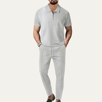 Halstead waffle knit sweatsuit set in Light Grey
