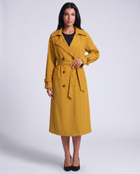 Marlowe longline belted trench coat in Lemon Yellow - front