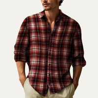 Waverley men's plaid flannel shirt in Burgundy