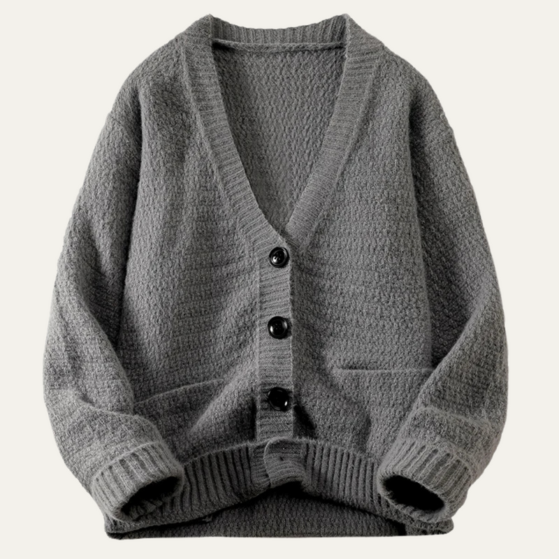 Fairfax oversized cable knit cardigan in Black
