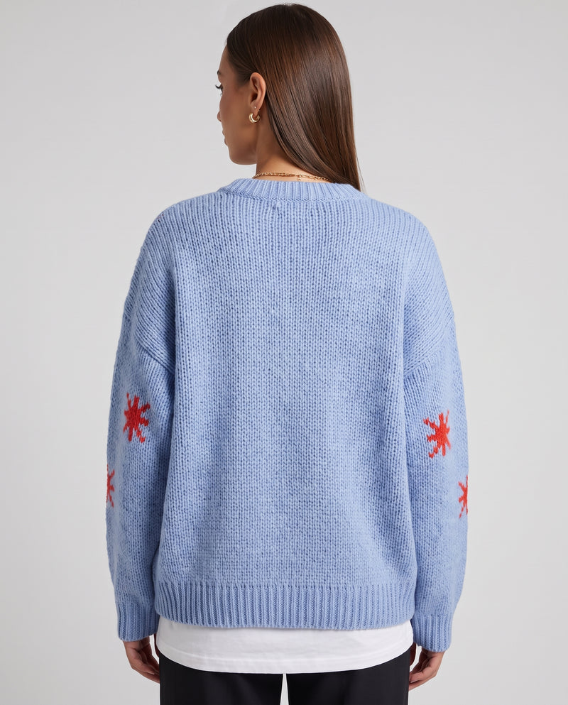 Pilar Oversized Graphic Jumper Light Blue - back view
