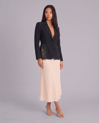 Imogen Lace Panel Tailored Blazer - Black - pose