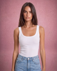 Olivia ribbed scoop neck bodysuit white