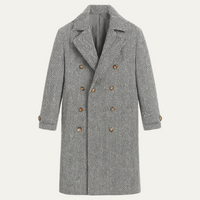 Vickery herringbone double breasted wool coat in Grey