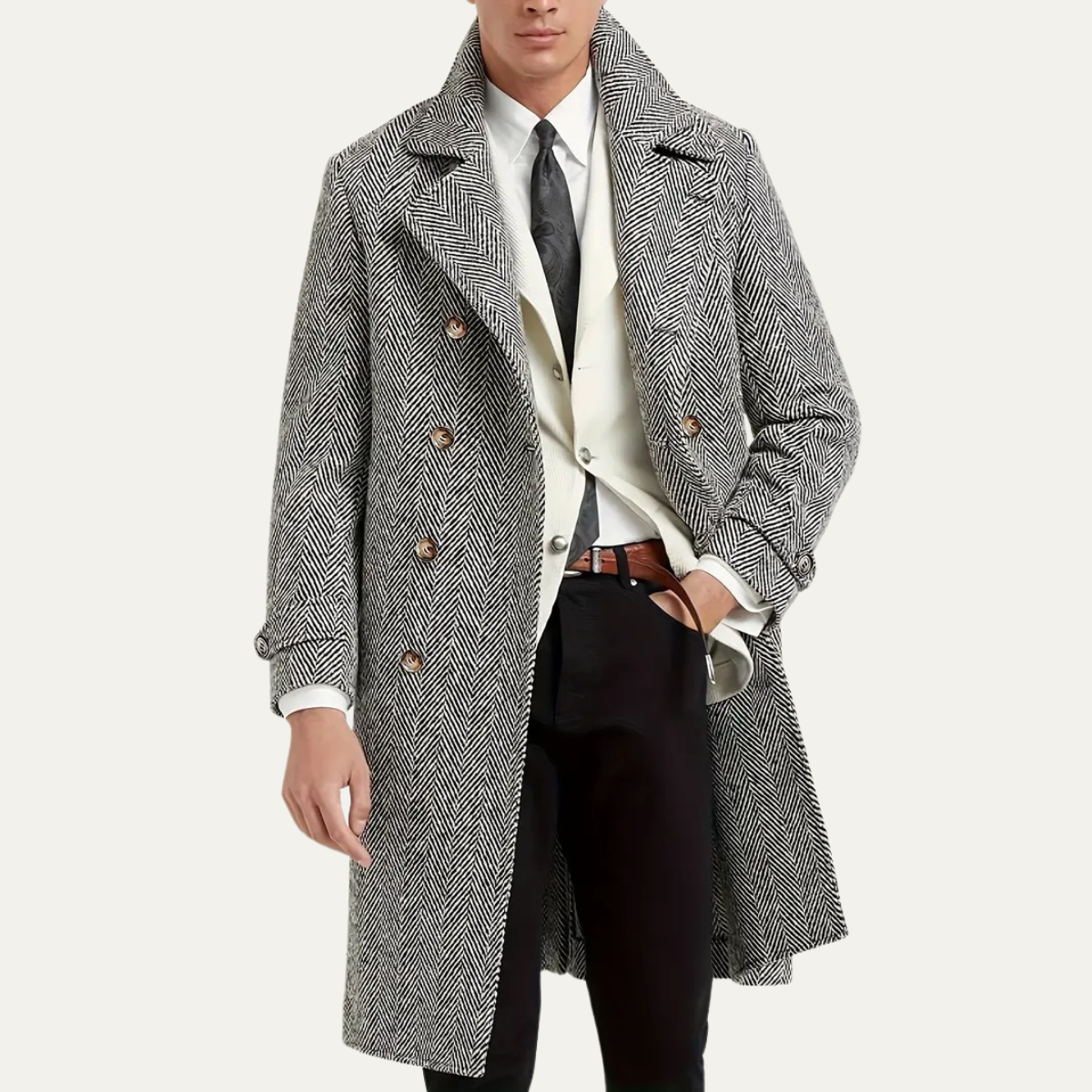Vickery herringbone wool coat second view