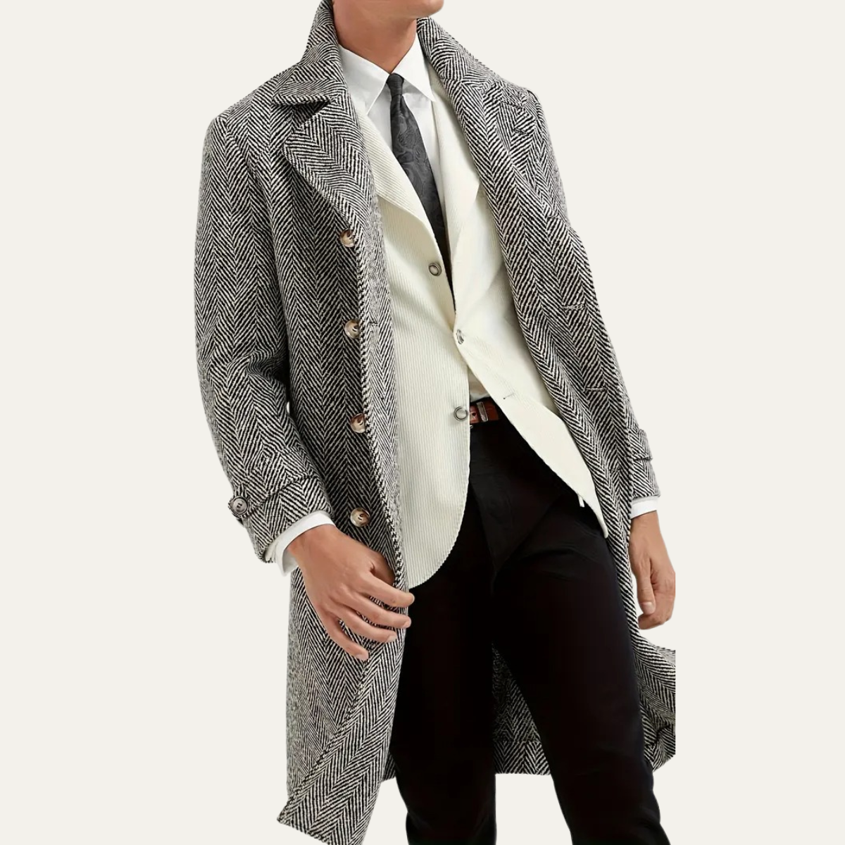 Vickery herringbone wool coat fourth view