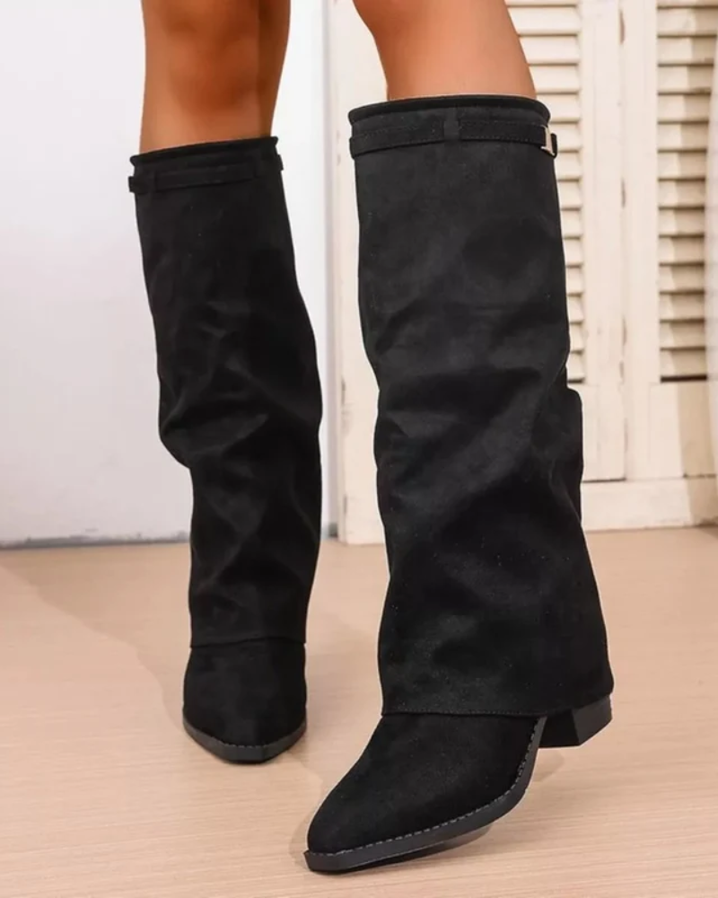 Odette | Mid Calf Slouch Block Heel Boots