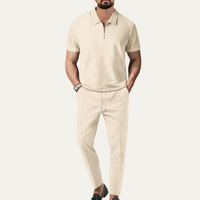Halstead waffle knit sweatsuit set in Beige