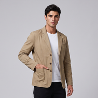 Gresham | Men's Casual Blazer Beige Cotton Button Up