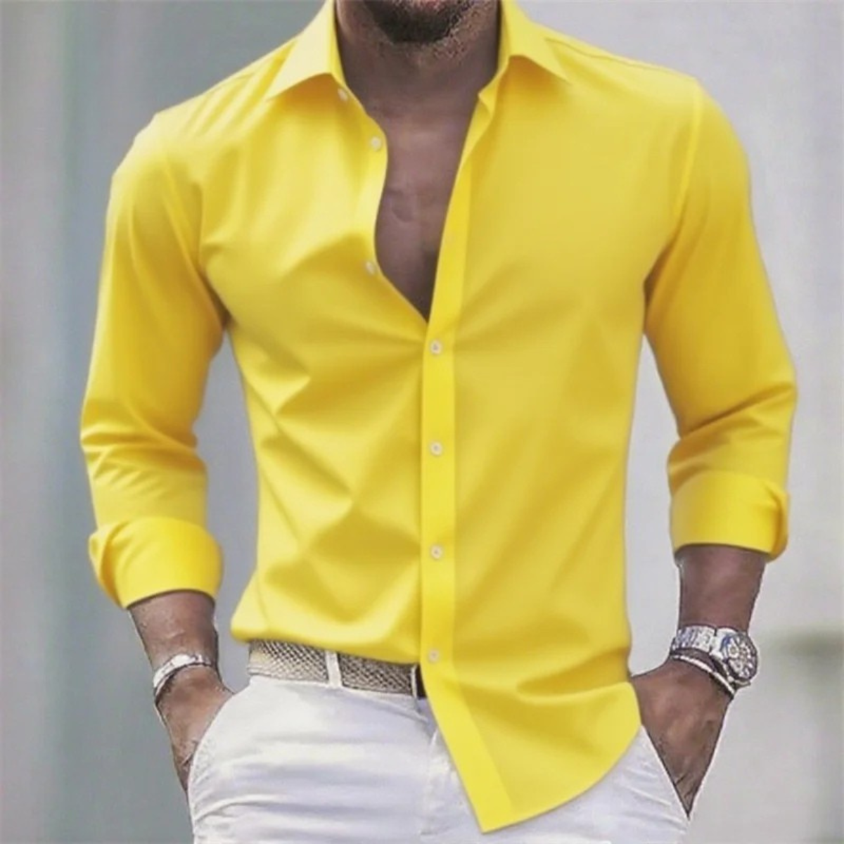 Sutton button up shirt in Yellow