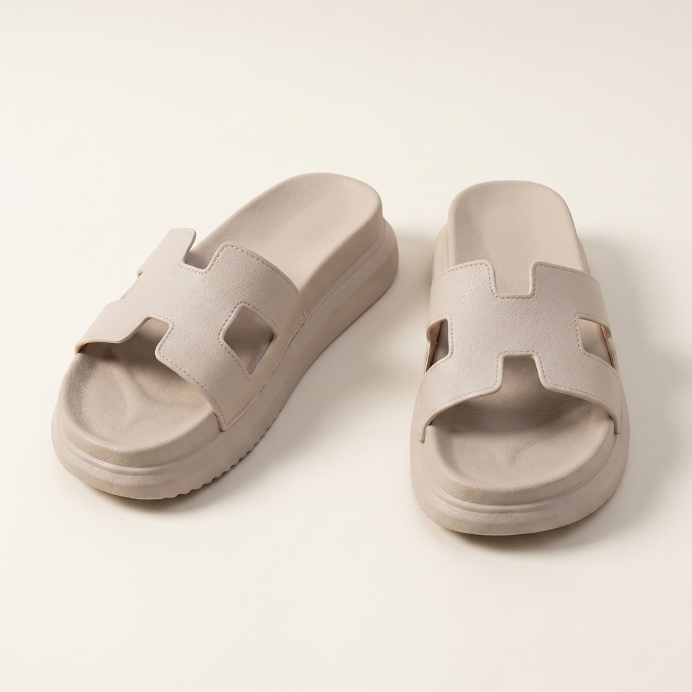 Juniper platform slide sandals styling detail 6