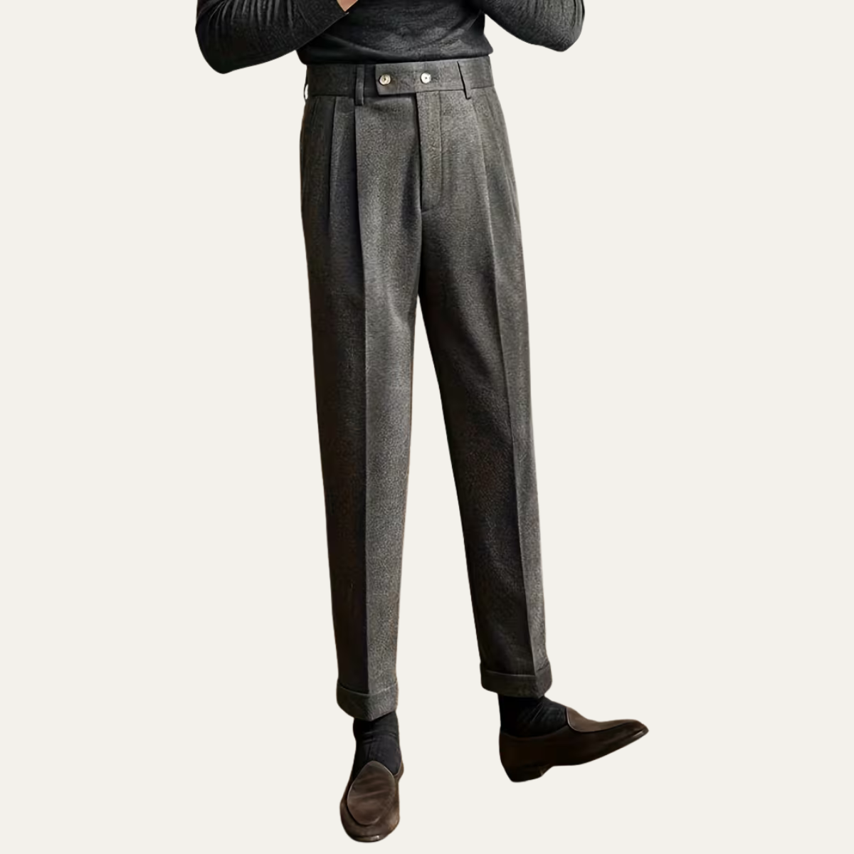 Hewitt pleated straight leg trousers