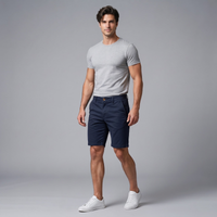 Giles Cotton Casual Shorts Navy Blue