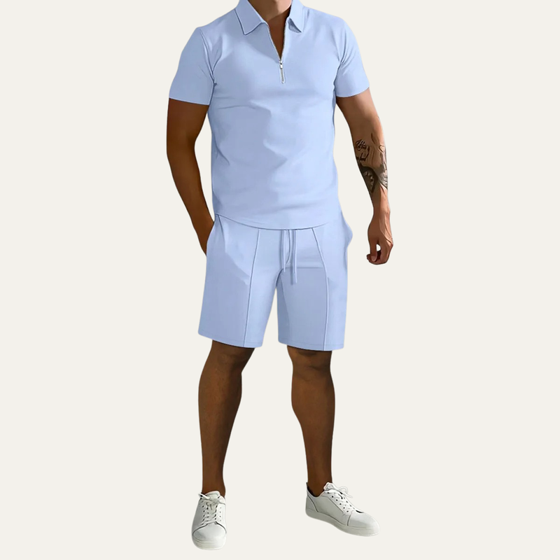 Dominic polo and shorts set in Light Blue