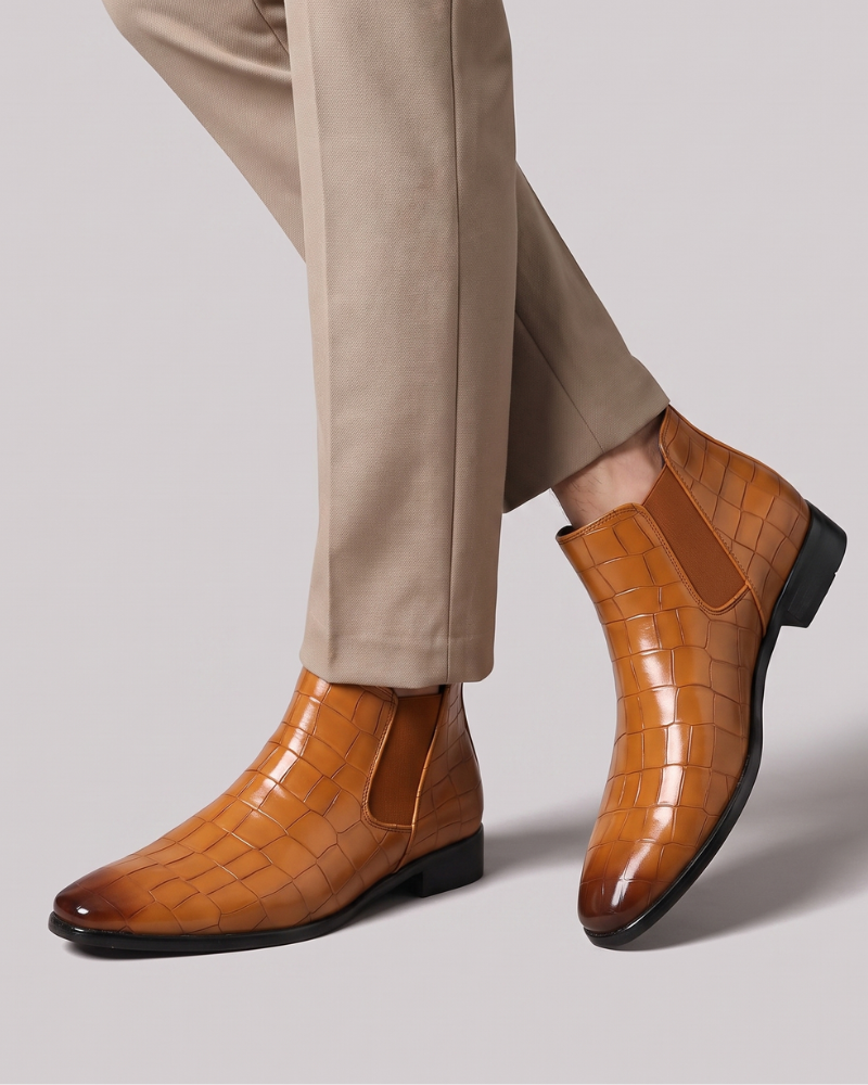 Sylvie | Croc Embossed Chelsea Boots