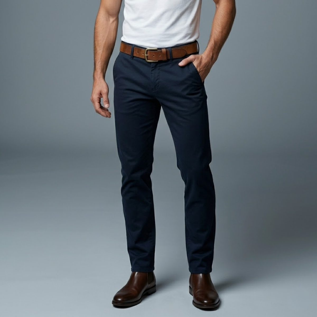 Elton | Thick Cowhide Leather Belt with Metal Pin Buckle