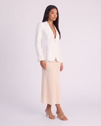 Imogen Lace Panel Tailored Blazer - White - pose
