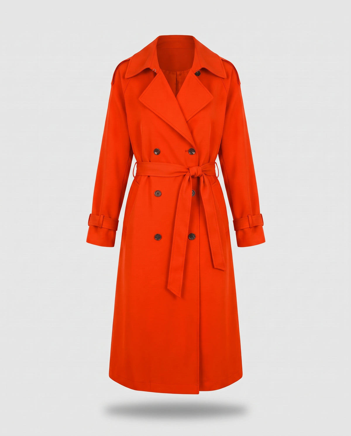 Marlowe longline belted trench coat in Orange Red - product only