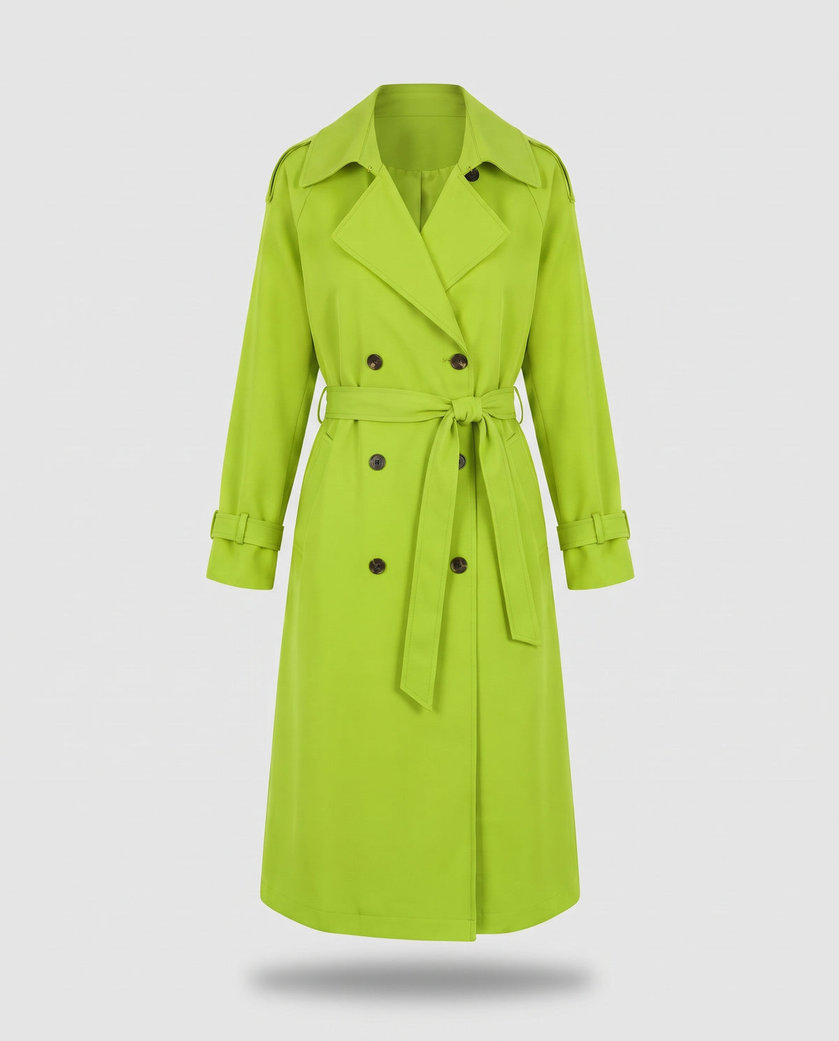 Saskia longline belted trench coat in Candy Green - product only