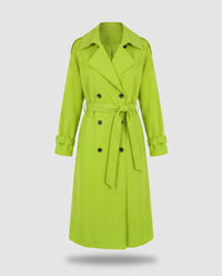 Saskia longline belted trench coat in Candy Green - product only