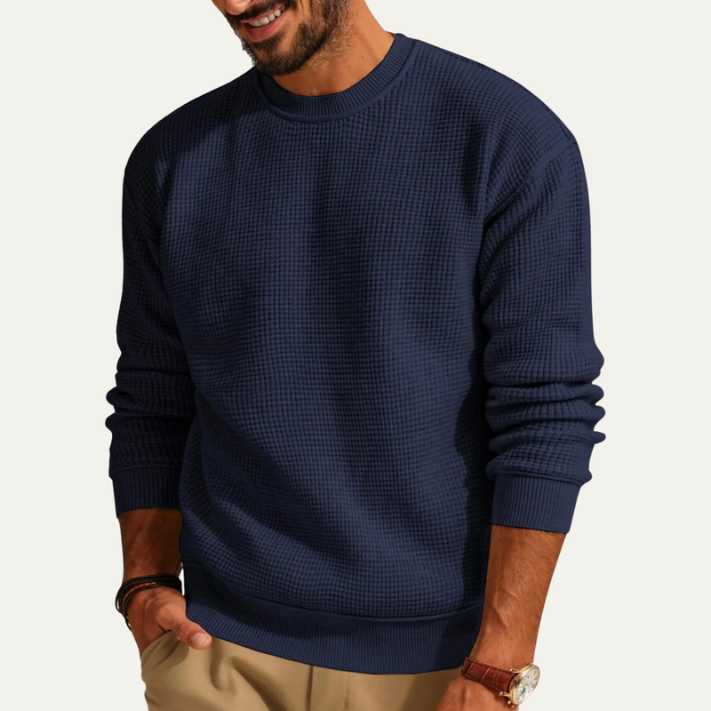 Mateo | Loose Fit Waffle Texture Knit Jumper for Men
