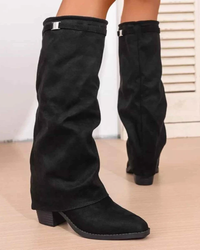 Odette | Mid Calf Slouch Block Heel Boots