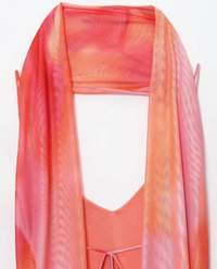 Victoria | Abstract Print V-Neck Spaghetti Strap Chiffon Maxi Slip Dress
