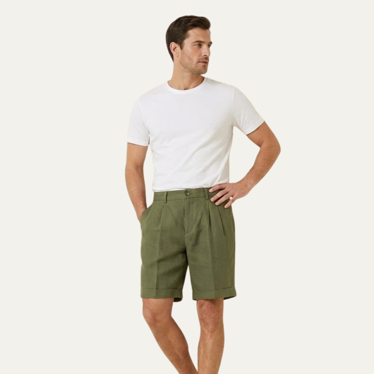 Frank | Lightweight Folded Hem Linen Shorts