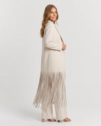 Mila Longline Fringe Blazer Coat - side