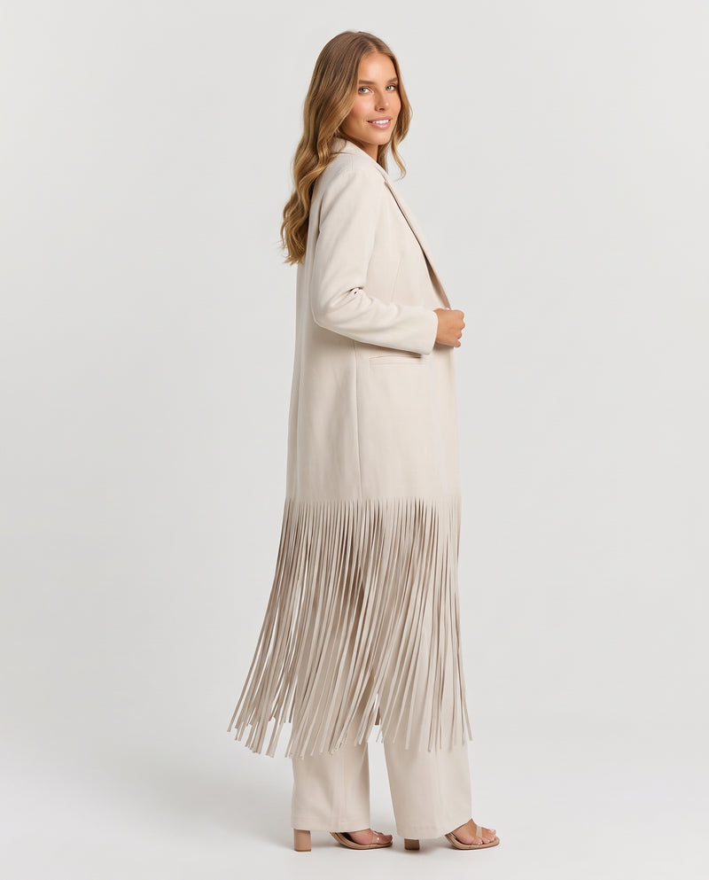 Mila Longline Fringe Blazer Coat - side