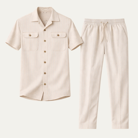 Rafferty | Short Sleeve Button Up Shirt and Trousers Summer Set