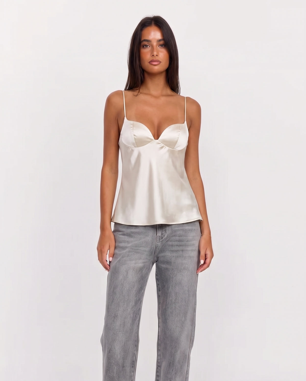Ellen satin corset top ivory