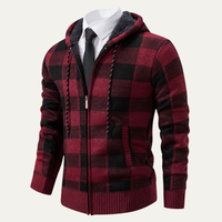 Westcott plaid zip up hoodie in Wine Red