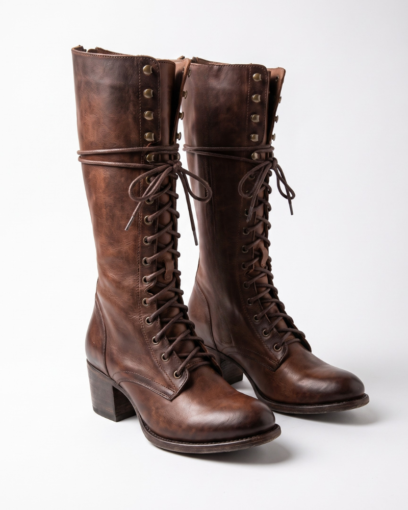 Cressida | Lace-Up Leather Combat Boots