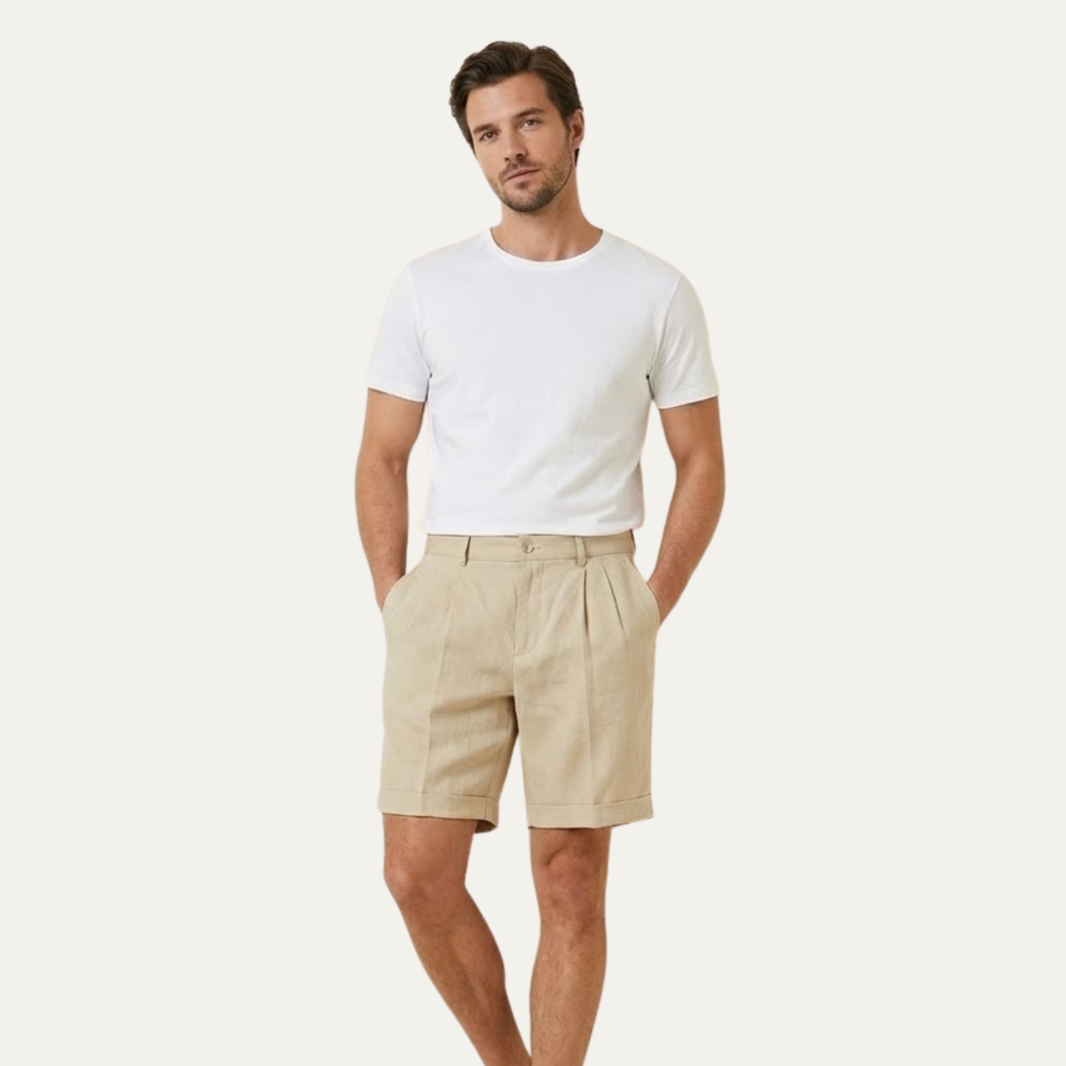 Frank | Lightweight Folded Hem Linen Shorts