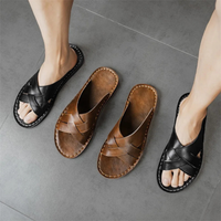 King | Open Toe Casual Leather Slide Sandals