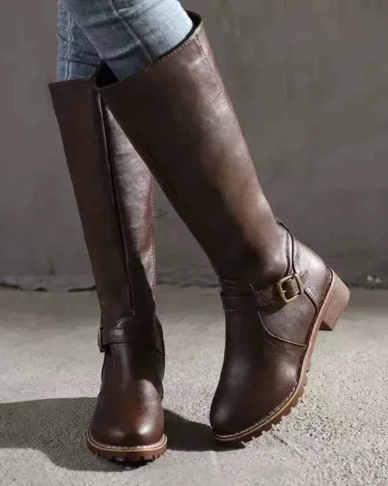 Maeve | Buckle Leather Knee High Boots