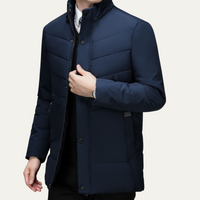 Uxbridge | Men's Long Quilted Puffer Jacket in Navy Blue and Black