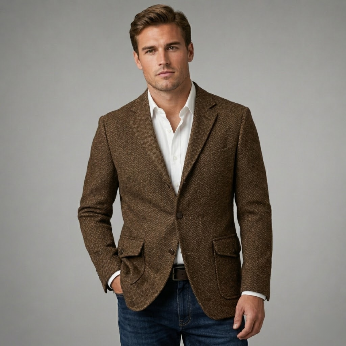 Lucian | Single Breasted Fishbone Tweed Blazer