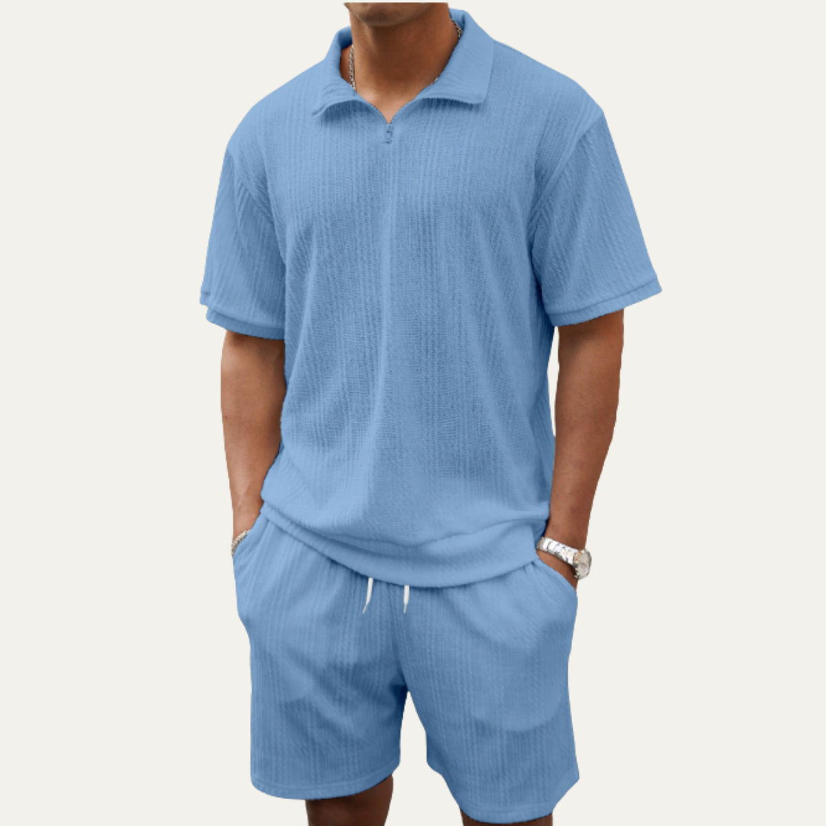 Vernon polo and shorts set in Blue