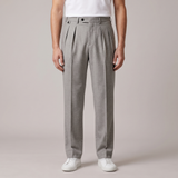 Hunter | Men's High Waisted Pleated Dress Trousers in Silver Grey