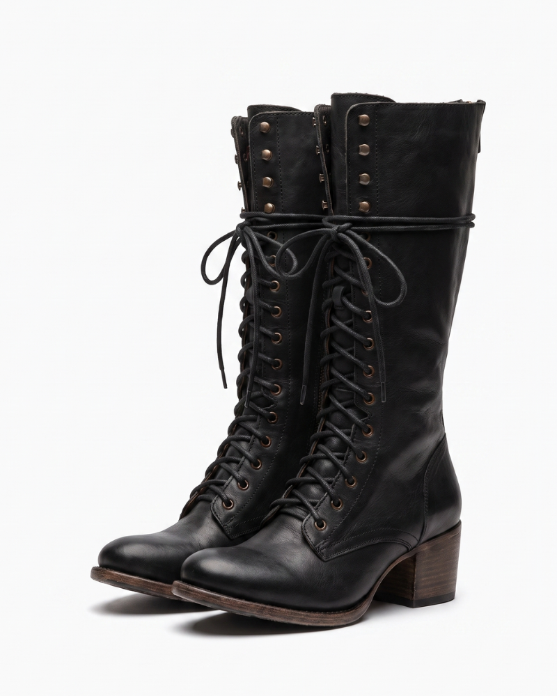 Cressida | Lace-Up Leather Combat Boots