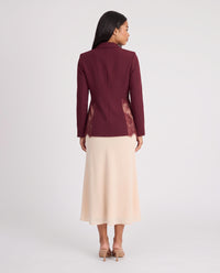 Imogen Lace Panel Tailored Blazer - Wine Red - back