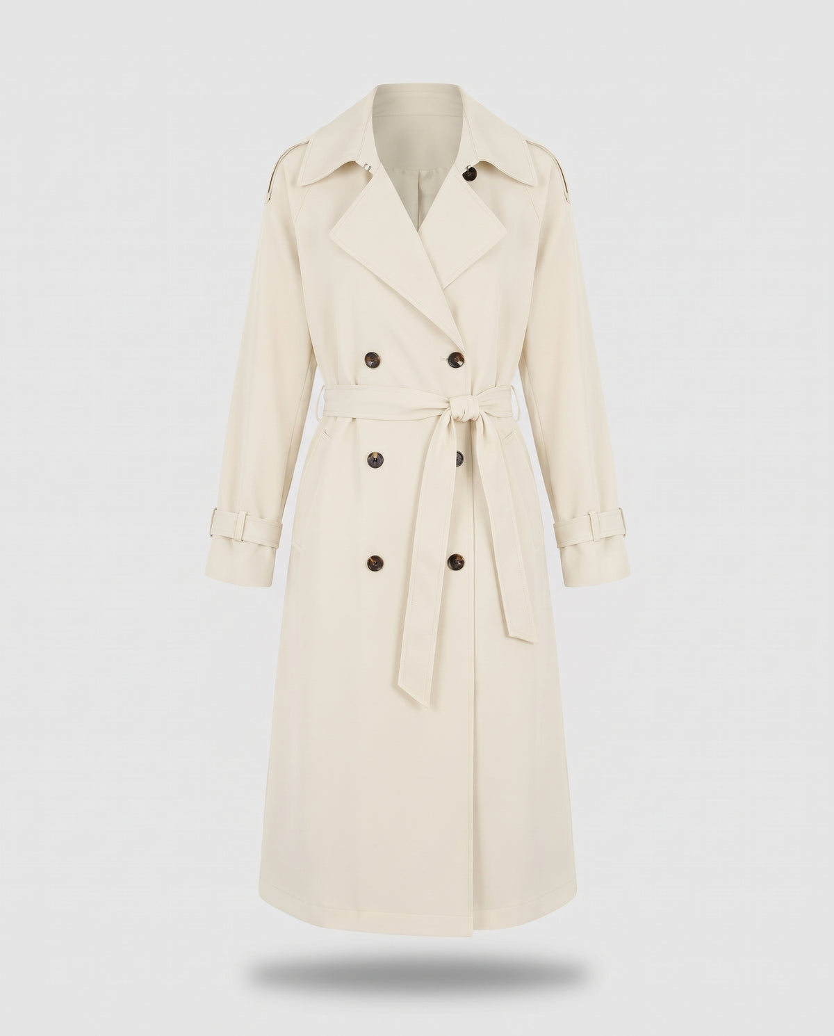 Bridget longline belted trench coat in Creamy White - product only