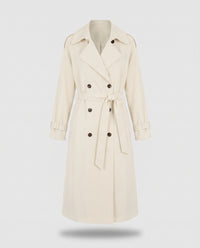 Bridget longline belted trench coat in Creamy White - product only