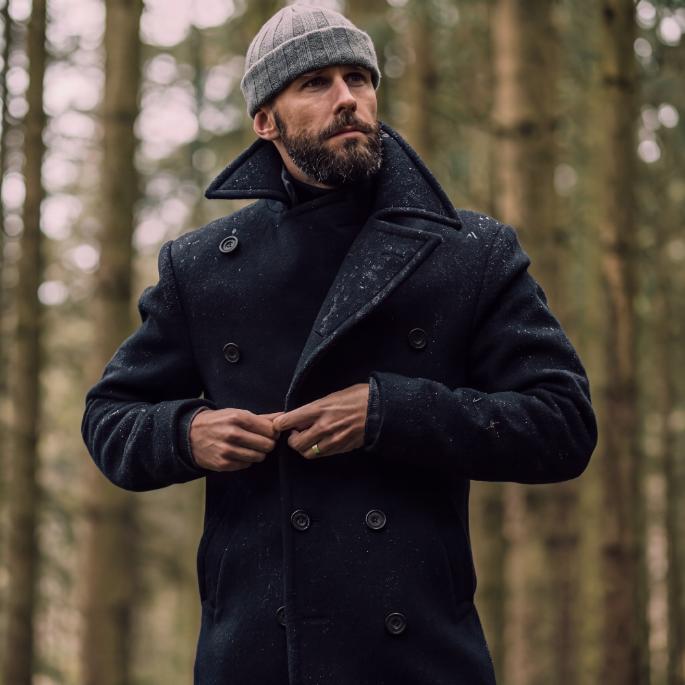 Rhys men's wool pea coat, view 2