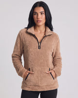 Ingrid | Women's Half-Zip Fuzzy Jumper with Kangaroo Pocket