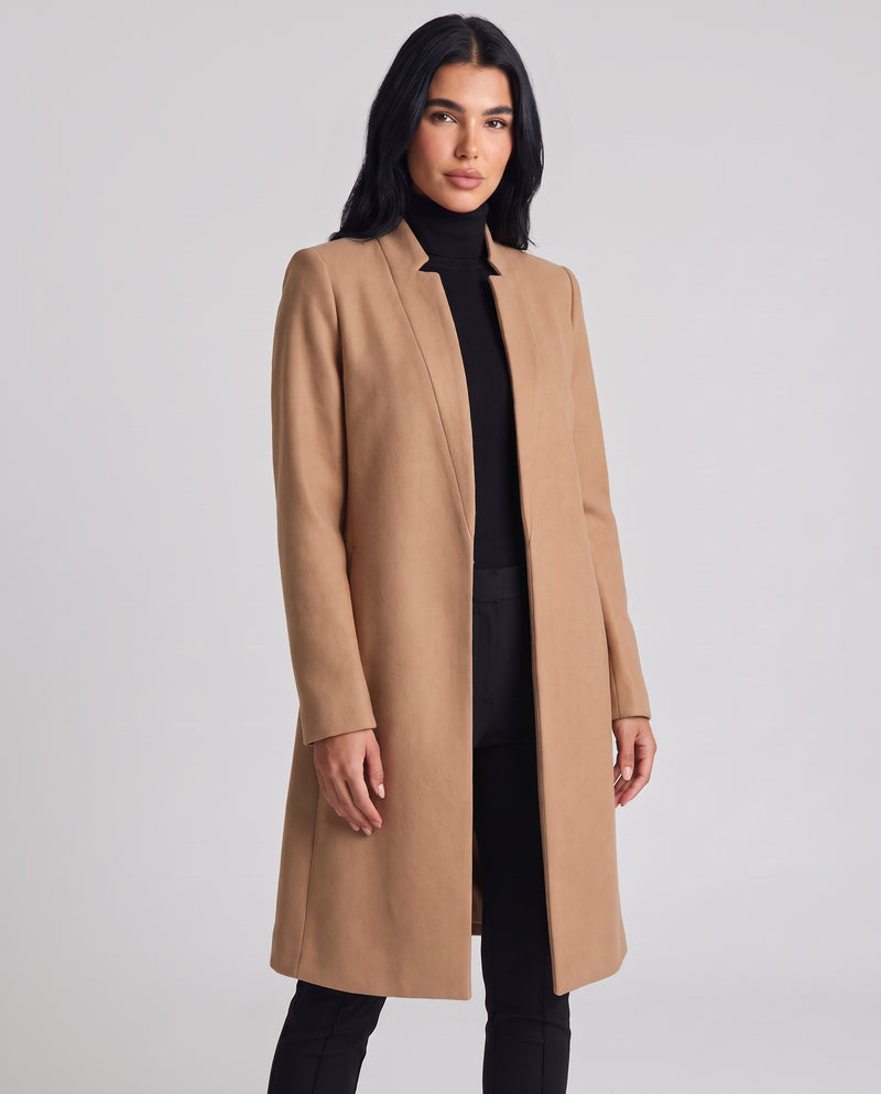 Susannah | Women's Open Front Collarless Long Coat