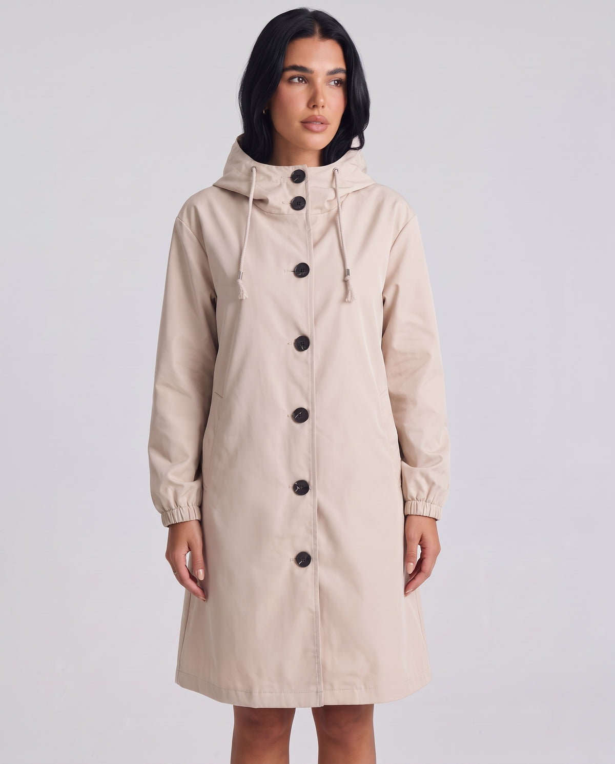 Colombe | Women's Hooded A-Line Button Front Coat