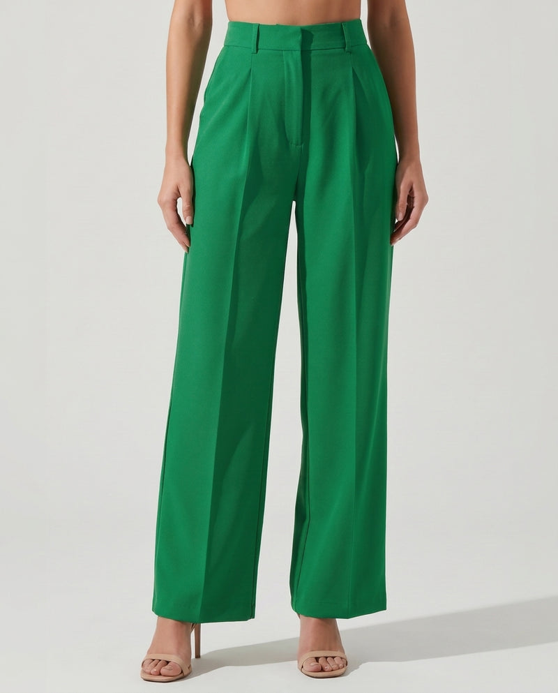 Paulina | Women's High-Waisted Wide Leg Trousers Pleated Front
